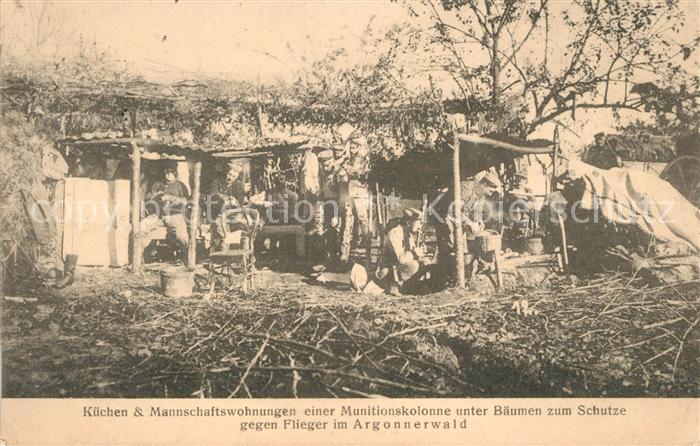 Argonnerwald Kriegsschauplatz Kuechen und Mannschaftswohnungen einer Munitionsko