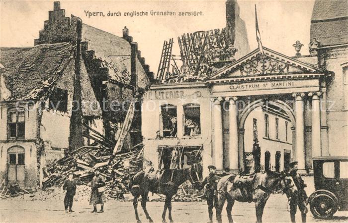 Ypern Ypres durch englische Granaten zerstoert