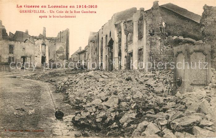 Gerbeviller la Martyre Un Coin de la Rue Gambetta apres le bombardement