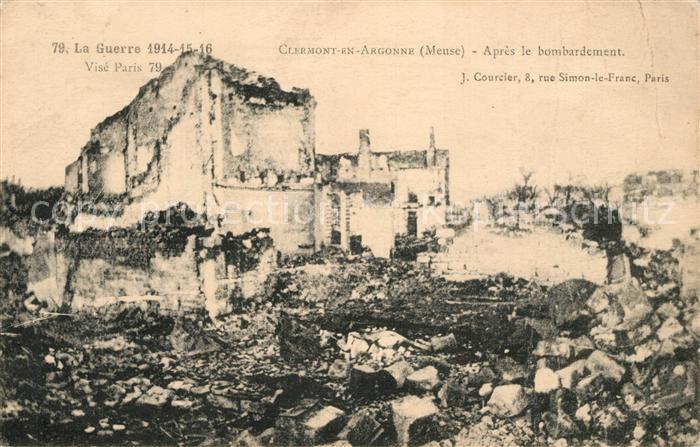 Clermont-en-Argonne Apres le bombardement