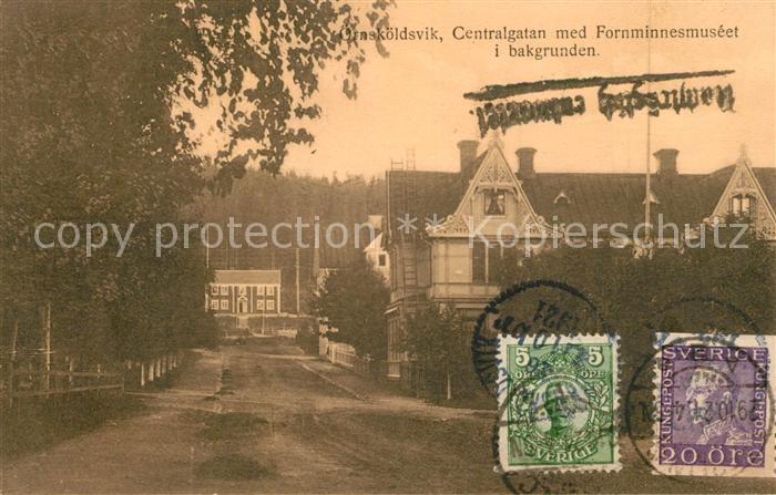 oernskoeldsvik Centralgatan med Fornminnesmuseet i bakgrunden