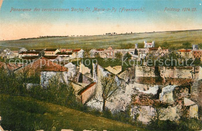 Sainte-Marie-a-Py Panorama des zerschossenen Dorfes
