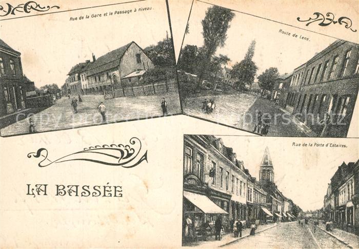 La Bassée Rue de la Gare et le Passage a niveau Route de Lens Rue de la Porte d