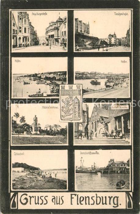 Flensburg Angelburgerstrasse Toosbyestrasse Hafen Moltke Denkmal Bismarck Denkma