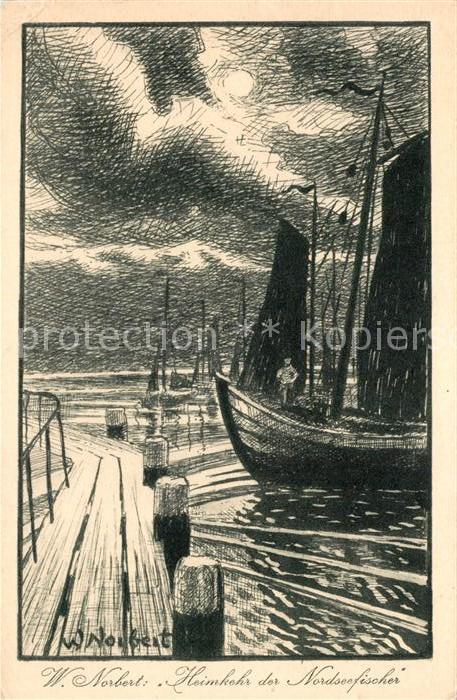 Wittduen Amrum Heimkehr der Nordseefischer Zeichnung