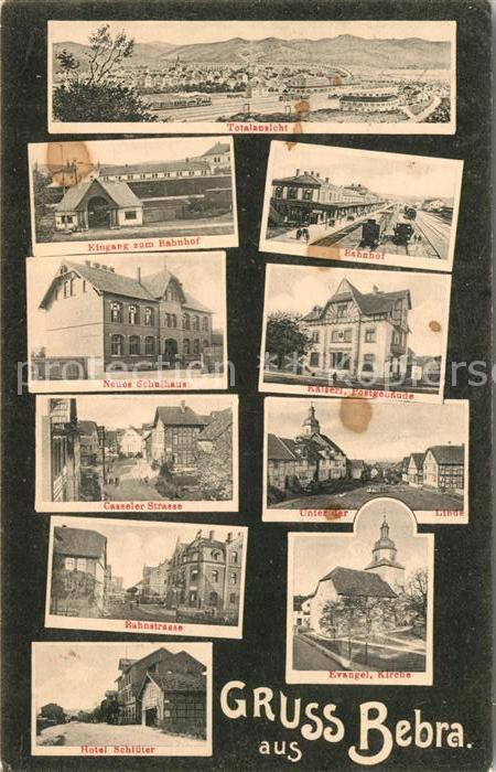 Bebra Panorama Bahnhof Neues Schulhaus Kaiserl Post Casseler Strasse Unter der L