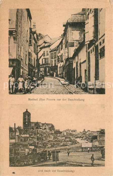 Rethel Ardennes Rue Neuwe vor und nach der Beschiessung
