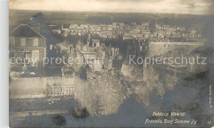 Somme-Py-Tahure Zerstörtes Dorf im WK1