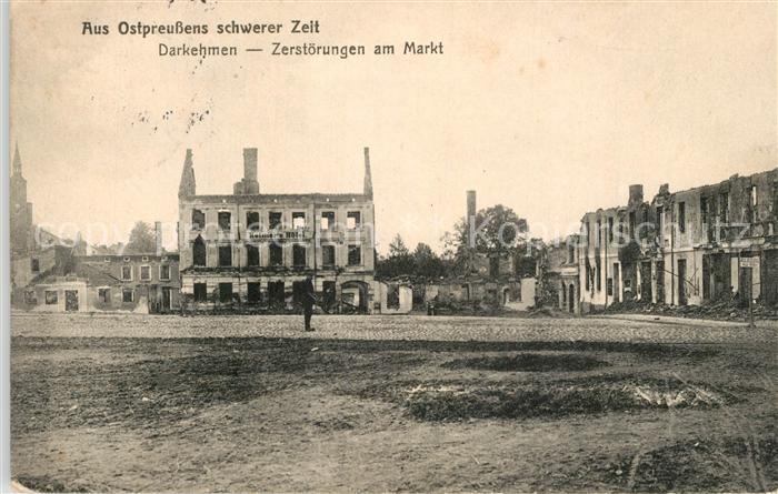 Darkehmen Ostpreussen Zerstoerungen am Markt