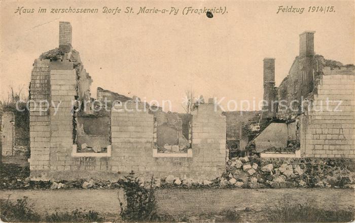 Sainte Marie a Py Haus im zerschossenen Dorf WK1