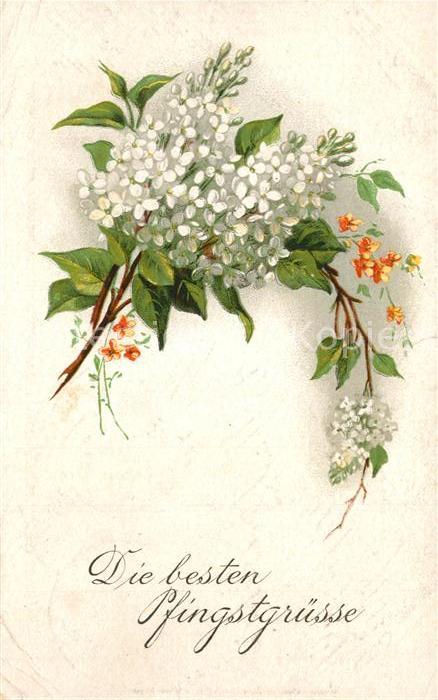 Pfingsten Pentecost Pentecote Blumen Litho