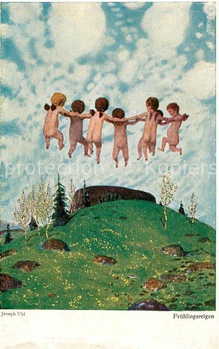 Kuenstlerkarte Joseph Uhl Frühlingsreigen Verlag-Wiech