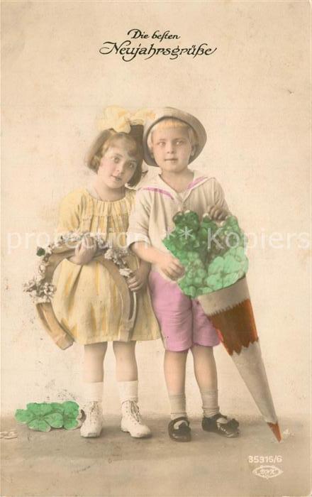 Foto BNK Nr. 35315/6 Kinder Neujahr Hufeisen Kleebla