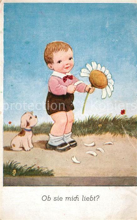 Kinder Child Enfants Gänseblümchen Liebe Hund