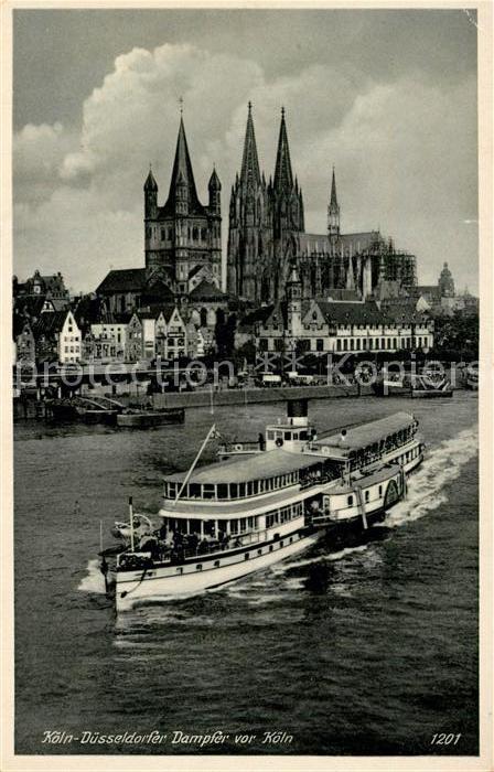 Dampfer Seitenrad Köln-Düsseldorfer-Dampfer Köln Dom