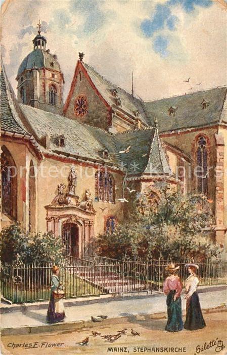 Verlag Tucks Oilette Nr. 187 B Mainz Stephanskirche Charles E. Flower