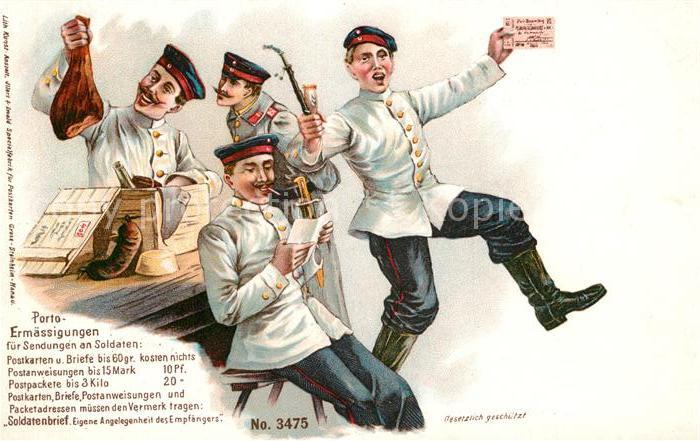 Soldatenleben Porto-Ermässigung Paket Brief Schinken