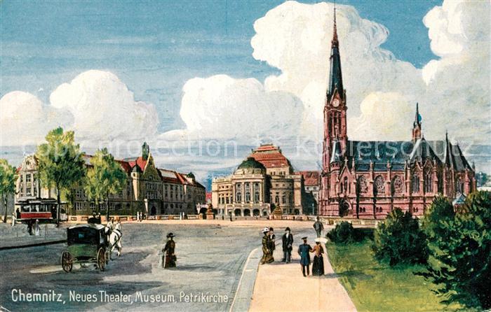 Verlag Wiedemann WIRO Nr. 1724 A Chemnitz Neues Theater Museum Petrikirche