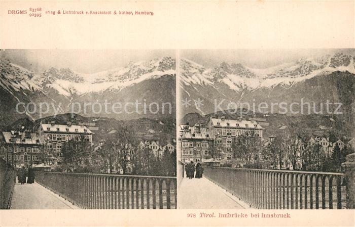 Stereoscopkarte Tirol Innbruecke Innsbruck