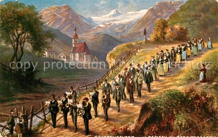 Verlag Tucks Oilette Nr. 7708 Bridal Procession Berchtesgaden