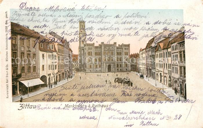 Verlag Braun Nr. 2658 Zittau Marktplatz Rathaus