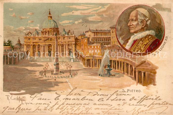 Papst S.S. Leone XIII. S. Pietro Vaticano R. Carloforti
