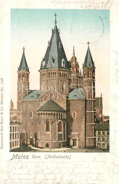 Verlag Braun Nr. 1308 Mainz Dom Goldfenster-Karte
