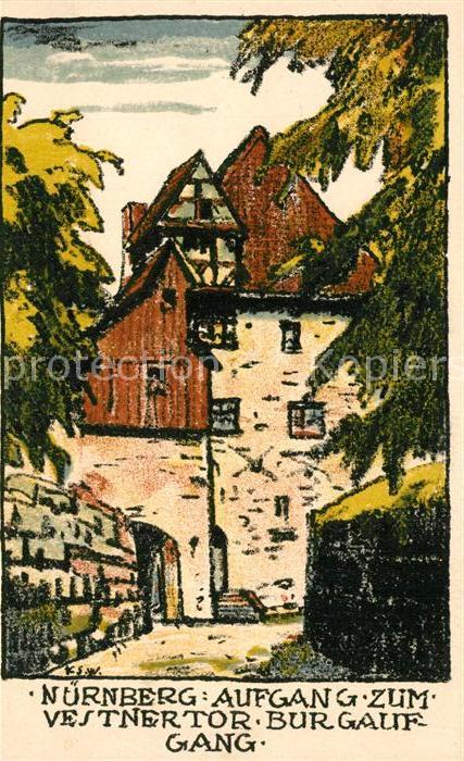 Lithographie Nürnberg Vestnertor Verlag Karl Schmidt