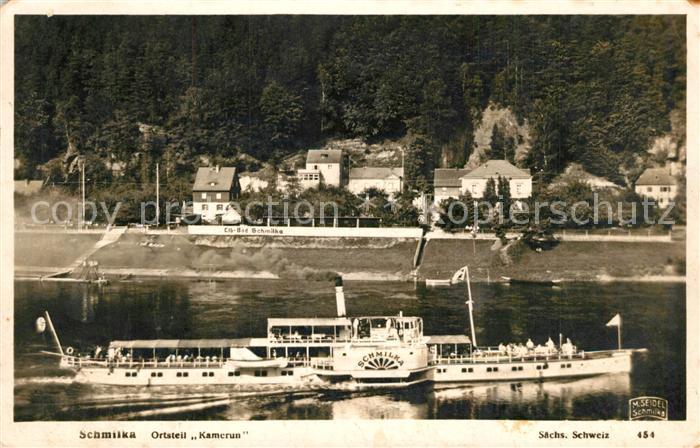 Dampfer Seitenrad Schmilka Ortsteil Kamerun