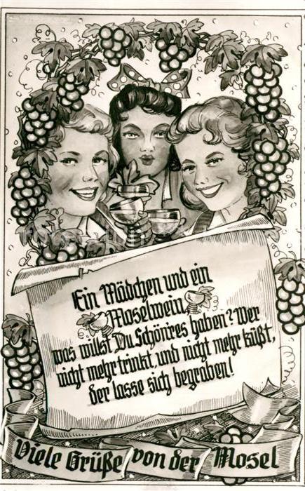 Wein Mosel Trauben Frauen Spruch
