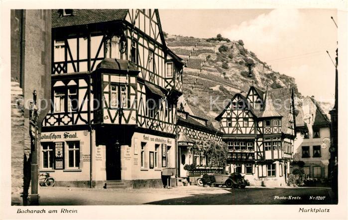 Foto Kratz Nr. 1207 Bacharach am Rhein Marktplatz Hote