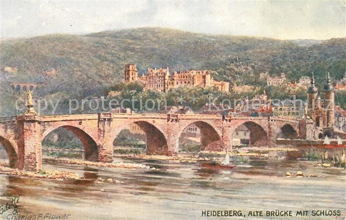 Verlag Tucks Oilette Nr. 610 B Heidelberg Alte Bruecke Schloss Charles E. Flower