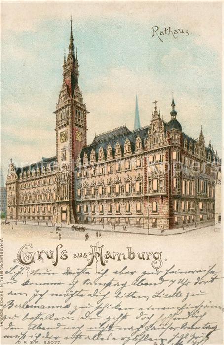 Hold to Light Hamburg Rathaus Verlag-W.-Hagelberg-Nr. 36903 Litho
