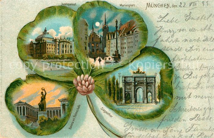 Kleeblatt-Litho München Justizpalast Marienplatz Sieges