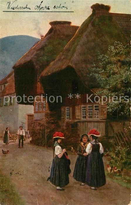 Hoffmann Heinrich Dorfstrasse Schwarzwald Trachten Bollenhut