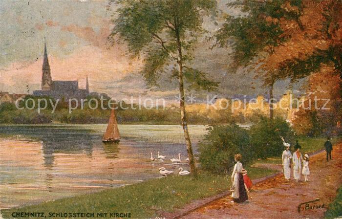 Verlag Primus Nr. 2017 Chemnitz Schlossteich Kirche N. Be