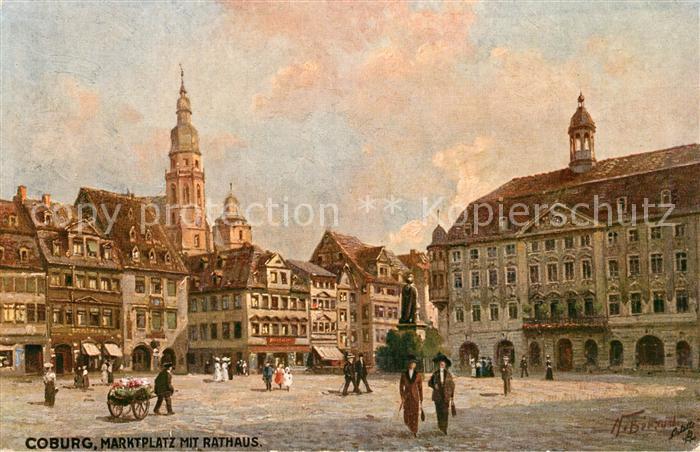 Verlag Tucks Oilette Nr. 2014 Coburg Marktplatz Rathaus N. Beraud