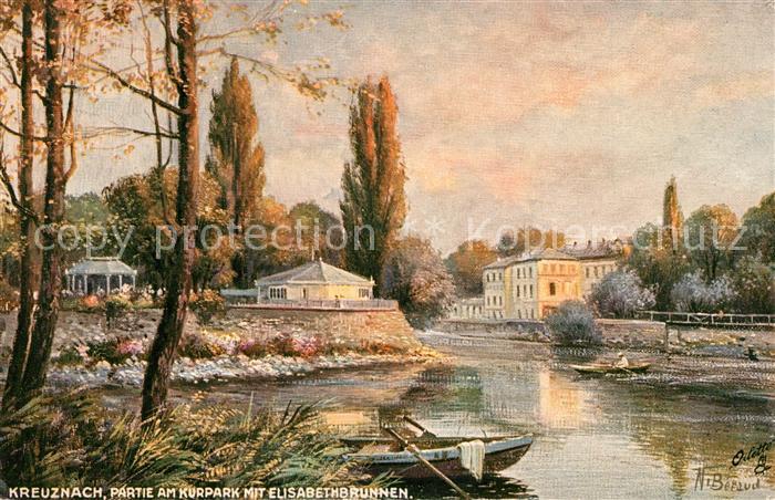 Verlag Tucks Oilette Nr. 2004 Kreznach Kurpark Elisabethbrunnen N. Beraud