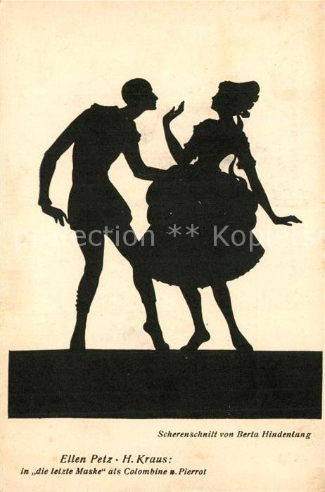 Scherenschnitt Schattenbildkarte Berta Hindenlang Ellen Petz H. Kraus Die letzte