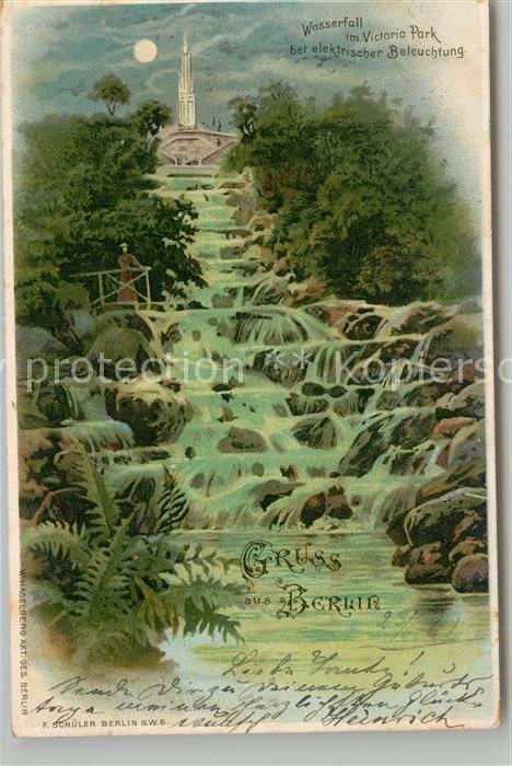 Verlag Hagelberg W. Nr. Berlin Wasserfall Victoria Park Litho