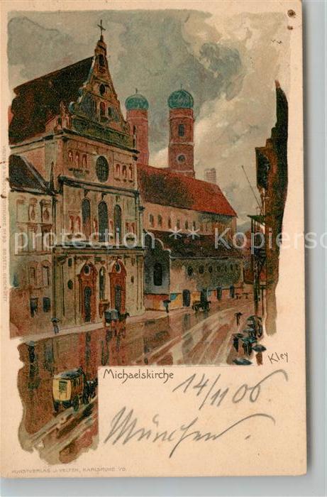 Kley Muenchen Michaelskirche Litho