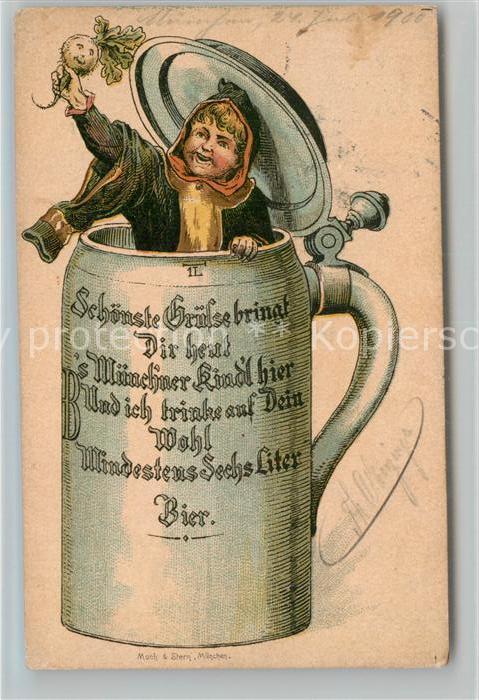 Muenchner Kindl Bierkrug Litho