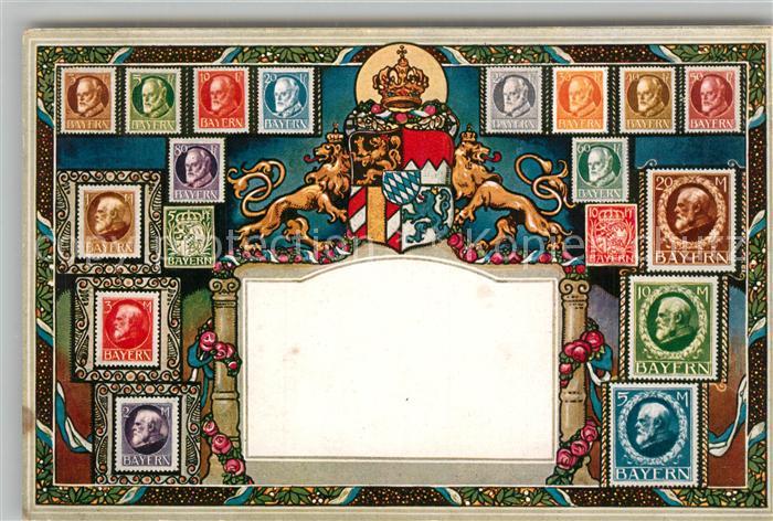 Briefmarken auf Postkarte Bayern