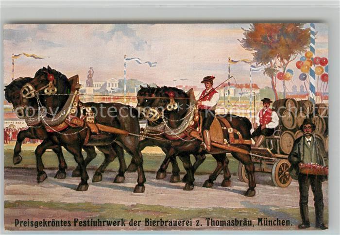 Pferde Preisgekroentes Festfuhrwerk Bierbrauerei Thomasbraeu Muenchen