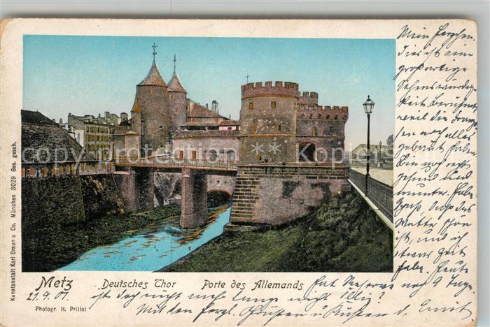 Goldfensterkarte Nr. 3029 Metz Deutsches Tor