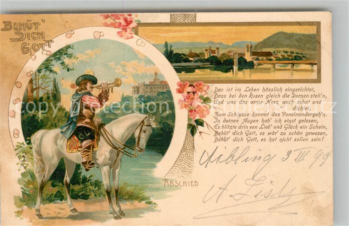 Trompeter Scheffel Abschied Litho Gedicht