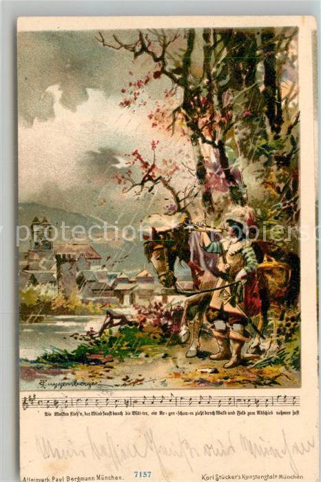 Trompeter Scheffel Kuenstlerkarte Euggenberger Litho