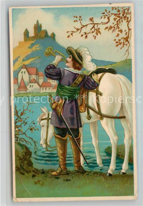 Trompeter Scheffel Litho Pferd