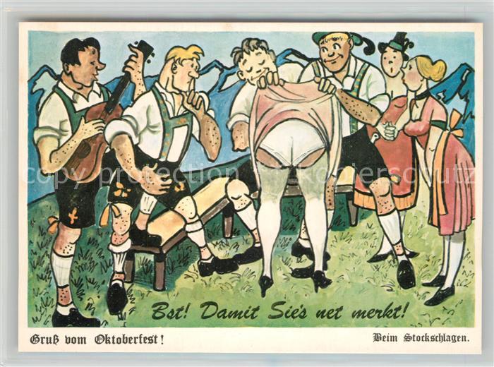 Oktoberfest Beim Stockschlagen Humor Frau Männer