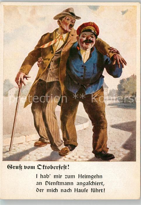 Oktoberfest Betrunkener Dienstmann Heimweg